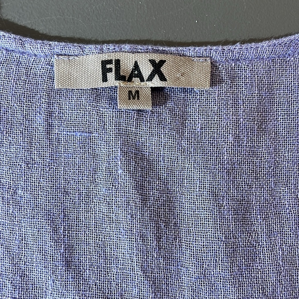 Flax Light Purple Linen Short Sleeve Button-Down Top - Picture 5 of 9
